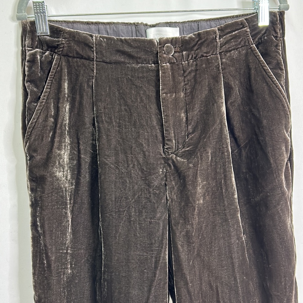 ett:twa Anthro velvet pocketed cuff trouser pants taupe S - Picture 3 of 11